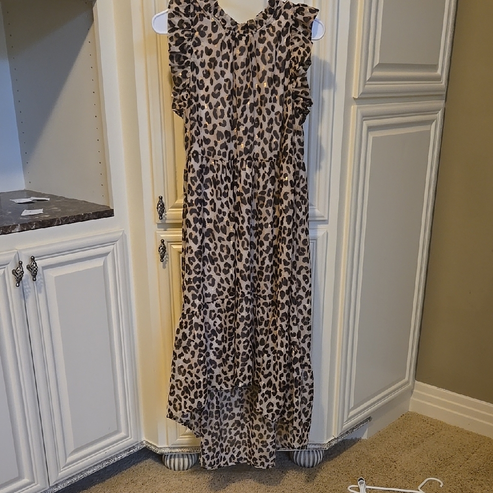 Karlie Tan Leopard Print High Low Dress
